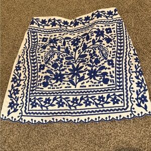 Francesca's Collections Navy and White Floral Mini Skirt